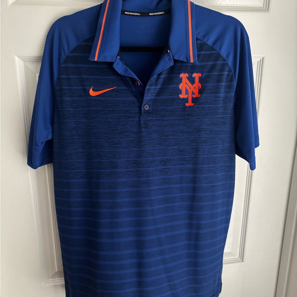 Nike Men's Blue and Orange Polo Shirt